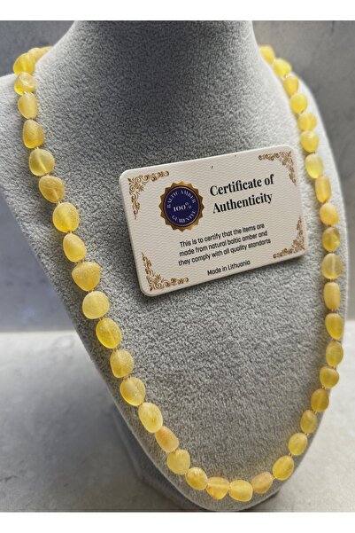 Alturki Tesbih Yetişkin Şifa Kaynağı Cilasız Orijinal Sertifikalı Damla Kehribar Kolye