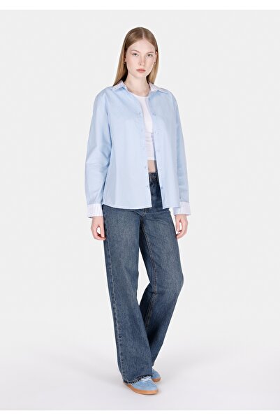 Colin's Cămașă Regular Fit Gât în ​​dungi Cămașă albastră cu mânecă lungă pentru femei Cl 1073300