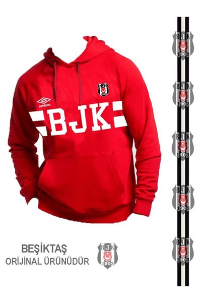 Beşiktaş Licensed Red Hooded Sweatshirt with Gift Wooden Box