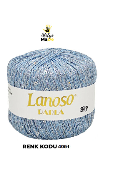 Lanoso Parla 4051 - Yumuşak Simli Pullu El Örgü İpi - %75 Glitter Yarn %25 Payette&Sim 217mt 25gr TEK YUMAK
