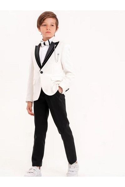 Zekids Boy's Satin Double Collar Lapel Pin 5 Piece Suit (Age 7-10)
