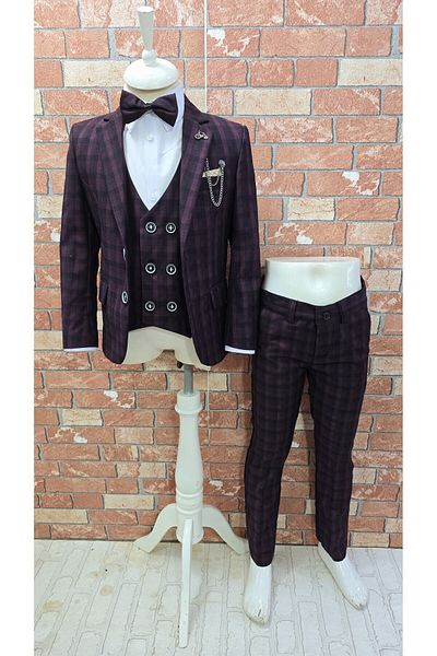 HAYTA Almira Burgundy Kids Set - Dress, Vest and Shirt Set