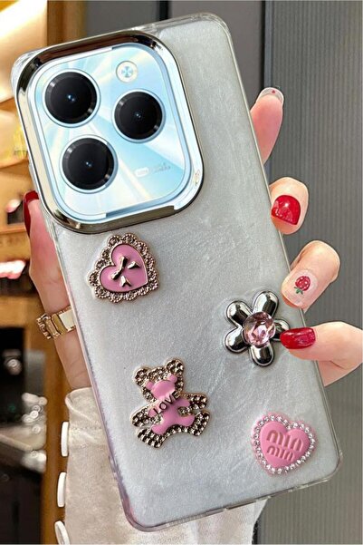 3GEN CASE Infinix Hot 40 متوافق مع شريط حجري ثلاثي الأبعاد على شكل فراشة وقلب...