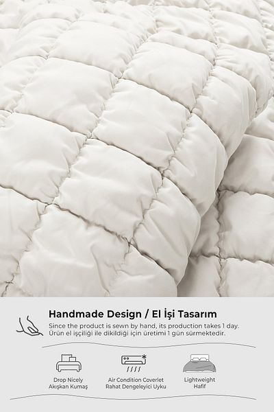 Evlen Home Collection Single Cotton Puff Bed Set - Cream Off White 2 Piece Sleeping Set