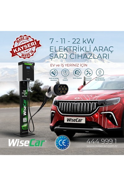 WiseDec Wisecar Wt3 Smart 22 Kw Standlı Elektrikli Araç Şarj Istasyonu Kablolu