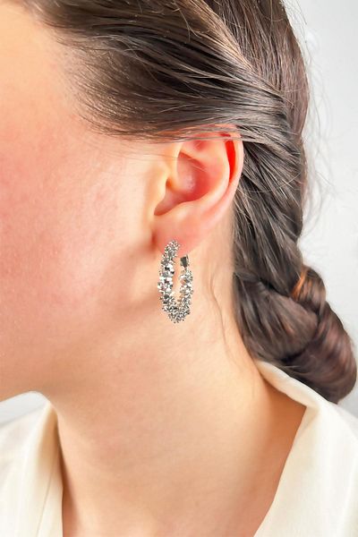 Sose Moda 3cm Silver Hoop Serrated Earrings