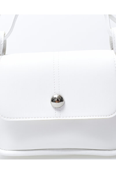 UK BAGS White 43 Adjustable Strap Simple Stylish Snap Closure Shoulder Bag W 22 cm L 18 cm