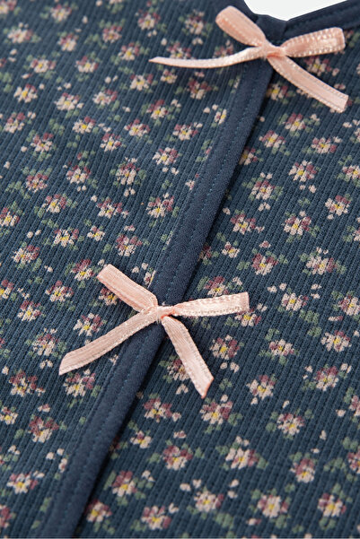 koza iç giyim Kadın Kaşkorse Askılı Baby Overlook ve Fiyonk Detaylı Şort Takımı