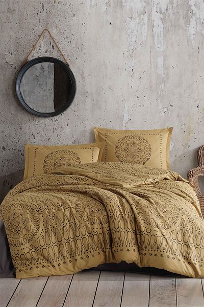 Clasy Merit Mustard Single 100% Cotton Quilt Set 155*215 cm