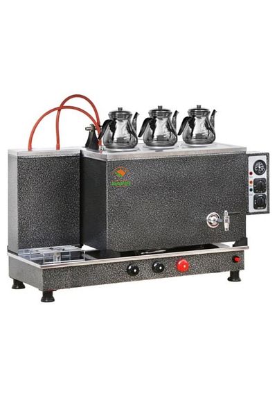 SAFİR Gray Painted Fully Automatic Natural Gas with 3 Teapot CE Certificated GAZMER Approved Tea Boiler Stove A++