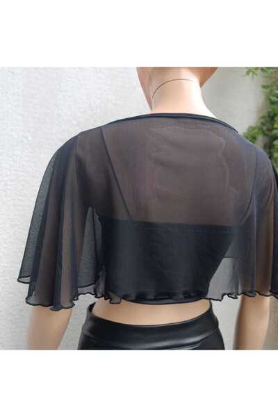 morche Women's Lacing Detailed Tulle Bolero Stylish Cape