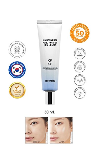 PRETTYSKIN كريم الشمس الملون ذو اللون الوردي اللامع ذو الحماية العالية SPF 50...