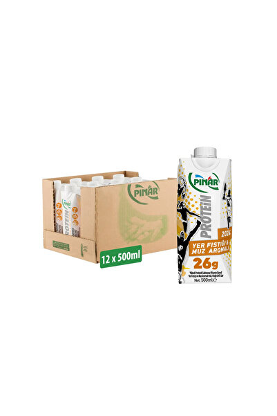 Pınar Yer Fıstıklı Ve Muz Aromalı Protein Süt 500 ml X 12 Adet