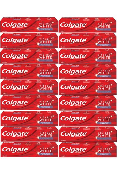 Colgate معجون أسنان 75 مل أبيض مرئي/بيضاء مرئية (مجموعة 18 قطعة)