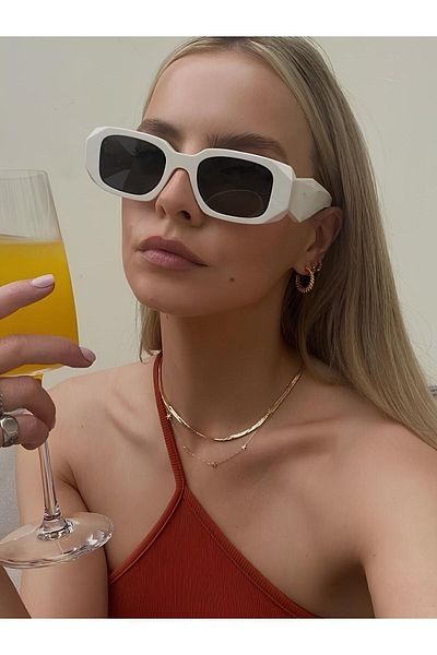 MACERATİ Unisex Vintage Jenner's White Sunglasses