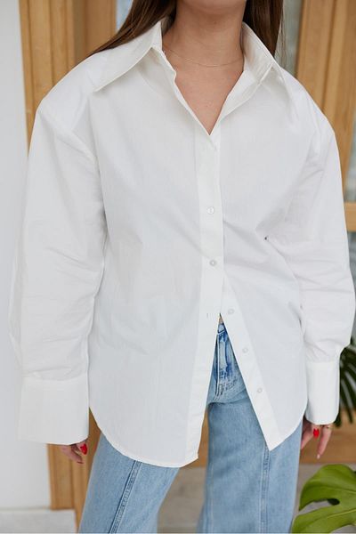 Askı Nişantaşı White Padded Oversize Shirt