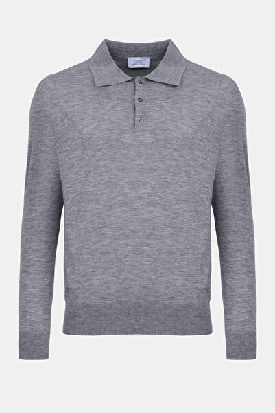 Edwards Erkek Gri Polo Yaka Yün Kazak