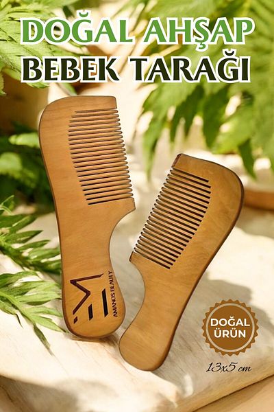 EM AMANOS BEAUTY Natural Wooden Baby Comb - Sooth Comb Scalp Combing Relaxing Scalp Massage Effect