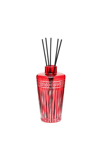 Missi Kırmızı Kristal Kesme Cam Şişe Black Vanilya Oda Kokusu (23 cm)