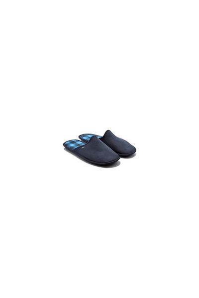 Twigy AA0597 Pro Ανδρικές χειμερινές παντόφλες Navy Blue House - Ζεστό τετράγωνο σχέδιο