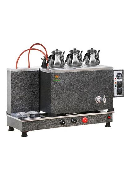 SAFİR Gray Painted Fully Automatic Natural Gas with 3 Teapot CE Certificated GAZMER Approved Tea Boiler Stove A++