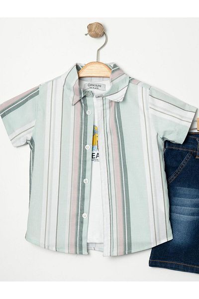 Chicsy Baby Striped 3-Piece Set with Stylish Shirts for Kids and Baby - Adjustable Waist and Short Sleeve Shorts