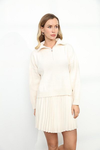 Qutu Butik 241053   Polo Collar Skirt Suit