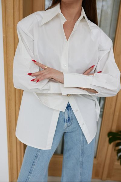Askı Nişantaşı White Padded Oversize Shirt