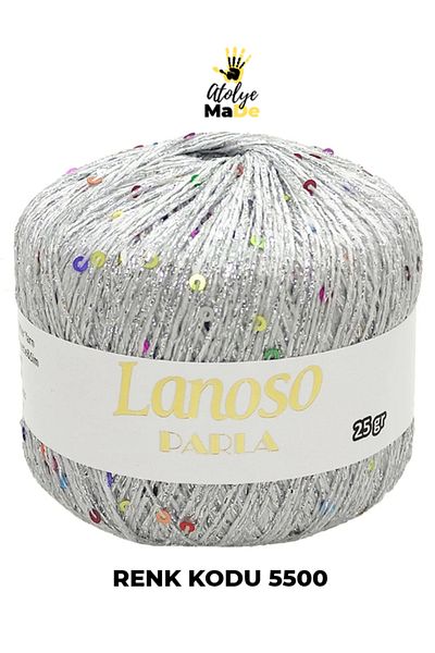 Lanoso Parla 5500 - Μαλακό Glitter Sequin Πλεκτό Χειροποίητο Σχοινί - 75% Glitter Yarn 25% Payette&Sim 217mt 25gr ΜΟΝΟ ΜΑΚ