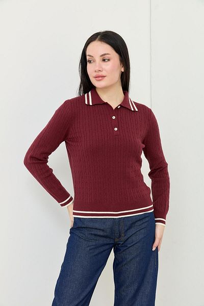 Qutu Butik 10707 GULER POLO CU DUNȚI TEXTURA MOALE PULOVER DE tricotaj cu nasturi