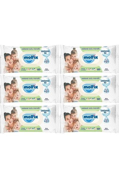 Molfix Fresh Isotonic Water Wipes - 60 X6 Pieces