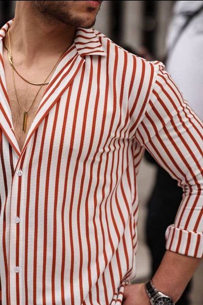 CAN Men's Striped Waffle Shirt