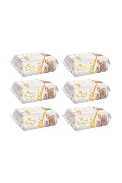 Sleepy Wet Towel Wipes 90 Sheets Sensitive Set of 6 with Plastic Cover