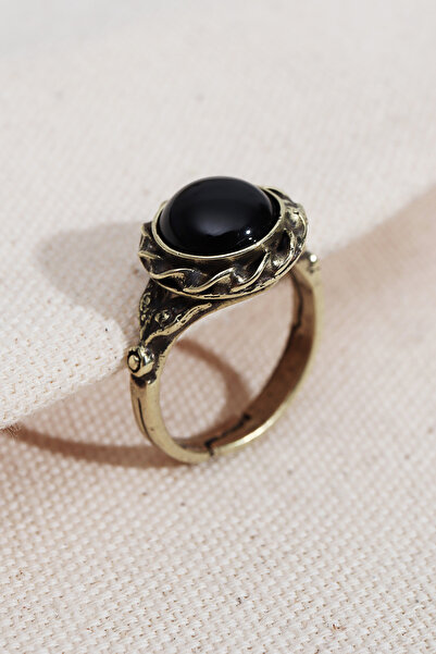 Süspüs Accessories خاتم أصلي من الحجر الأسود المستدير