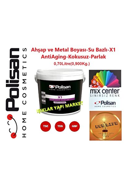 Polisan Ahşap&metal Boyası-su Bazlı-x1 Antiaging-kokusuz-parlak -0,70litre(80...