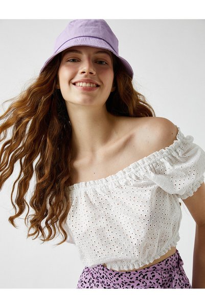 Koton Bluză Detaliată Scallop Crop cu umeri