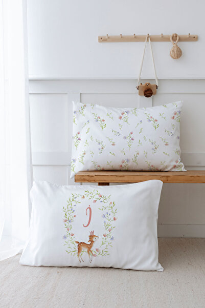Tuğba Kuğu 2'li Yastık Kılıfı (35x45) Little Deer Series - I Harfi