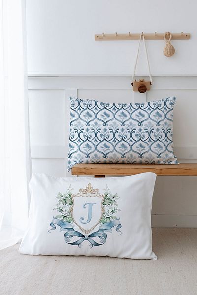 Tuğba Kuğu 2 Pillow Case (50X70) Blue Royal Series - Letter J