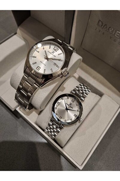 Daniel Klein Silver Color Couple Lover Watch and Bracelet Gift