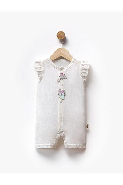 Momercy Dolphin Sleeves Ruffle Baby Girl Jumpsuit Romper