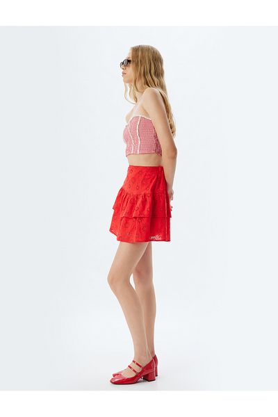 Koton Fisto Mini Skirt - Layered Design with Flounce and Zipper