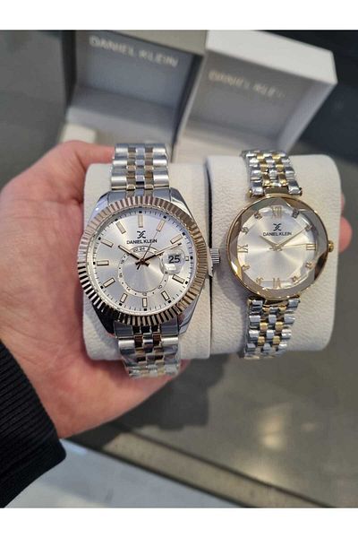 Daniel Klein Gray-Gold Color Couple Lover Date Watch Bracelet Gift
