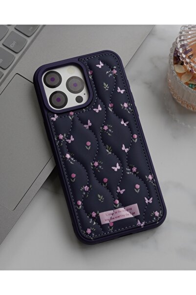 KILIF HOUSE Iphone 13 Uyumlu Kapitone Çiçek Desenli Kılıf