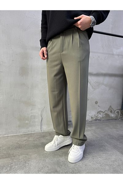DİFRANSEL Comfortable Fit Pleated Fabric Baggy Pants