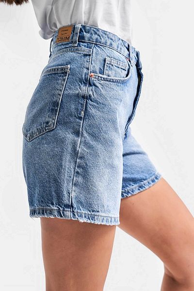 its basic Μπλε Mom Fit Midi τζιν σορτς - Γυναικείο