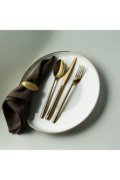 Aryıldız De Luxe S Gold 84 Piece Cutlery Set for 12 People