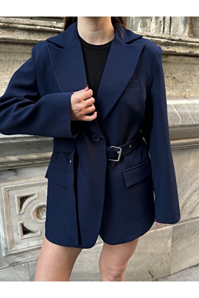 VOLT CLOTHİNG Kadın Kemer Detaylı Astarlı Blazer Ceket