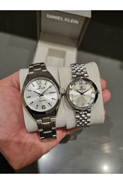 Daniel Klein Silver Color Couple Lover Watch and Bracelet Gift