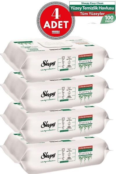 Sleepy Easy Clean Surface Cleaning Towel 100 Sheets (4 Pieces)