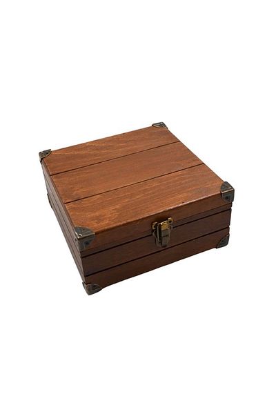 t tun's woods 22Cmx22Cm Gen. 10 cm Height - Wooden Square Box with Clip